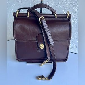 VINTAGE COACH BAG  BROWN WILLIS 9027 LEATHER CROSSBODY